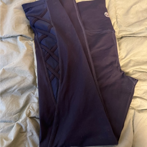 Til you collapse sz L EUC navy blue with ribbon and mesh calf detail - Picture 1 of 1